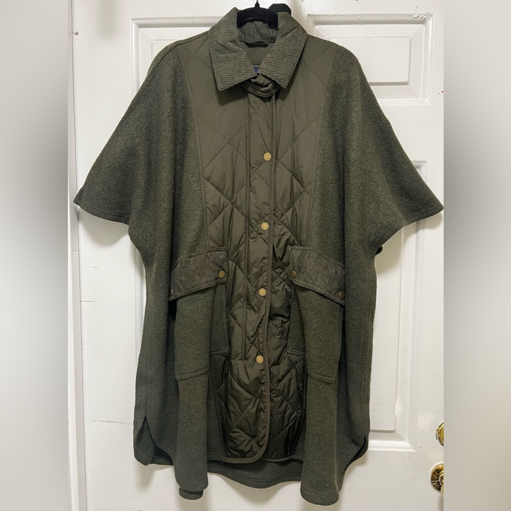 LLOY’DS Olive Green Quilted Women's Cape Coat Size XS